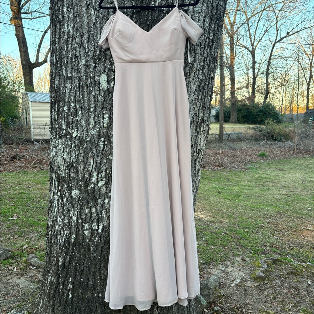 Birdie grey extra small taupe polyester bridesmaid dress